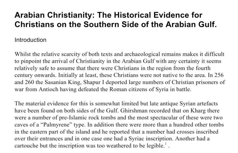 Arabian Christianity: The Historical Evidence of Christians on the Southern Side of the Arabian Gulf (ADIAS)